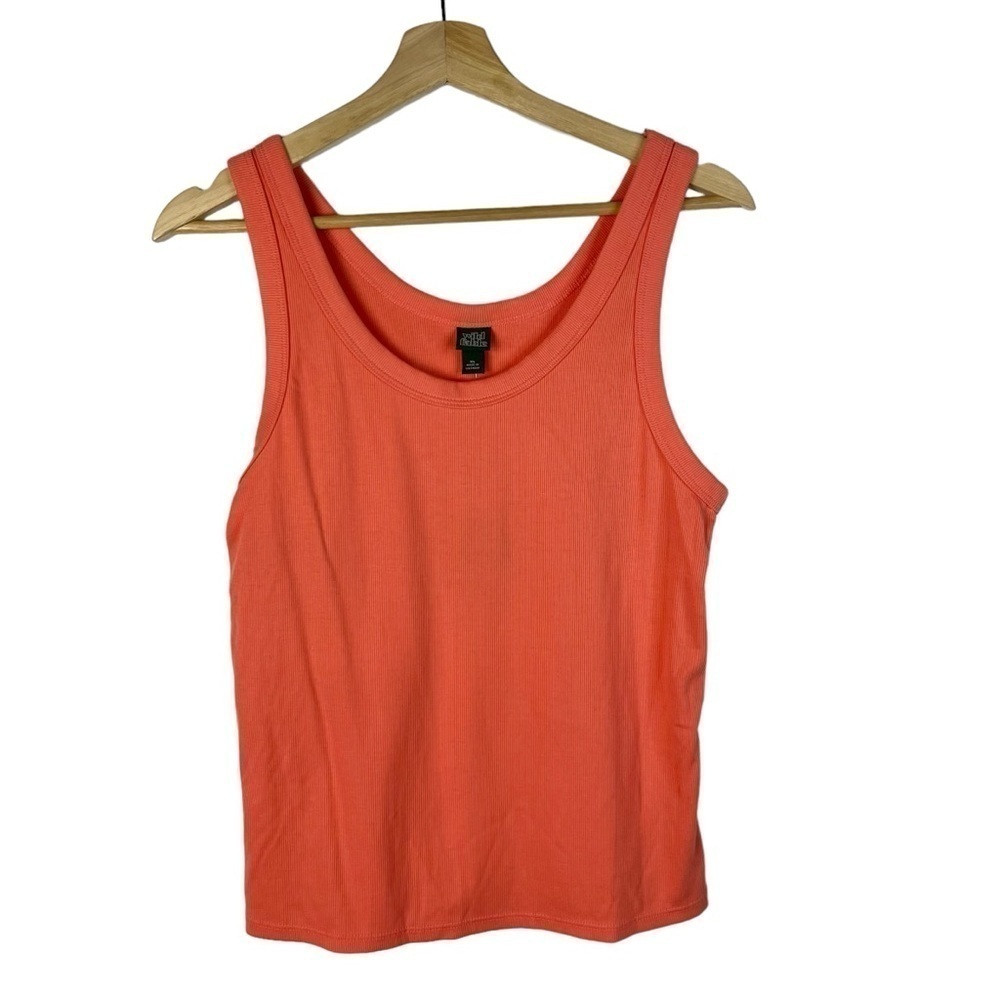 Wild Fable‎ Orange Scoop Neck Ribbed Fitted Tank Top XL